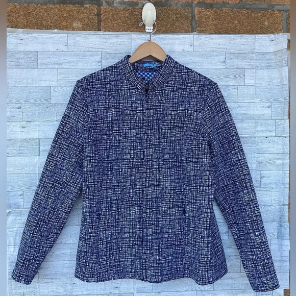 J.McLaughlin Billie Athletic Jacket Blue and White XL - Picture 1 of 14